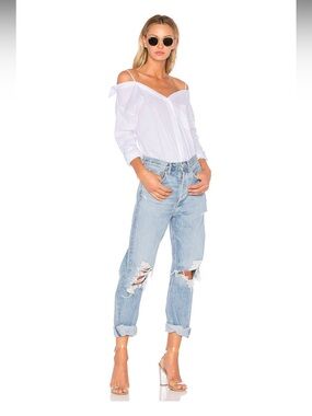 Agolde Distressed Light Blue Women’s 90’s  Mid Rise Jeans - Casual Straight Fit